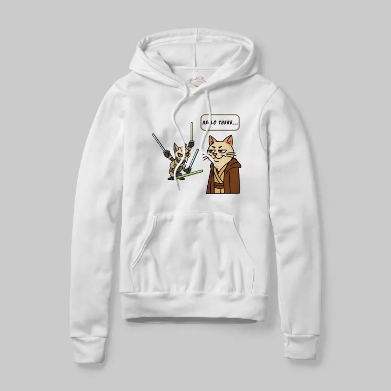 White Hoodie with Hello There graphic