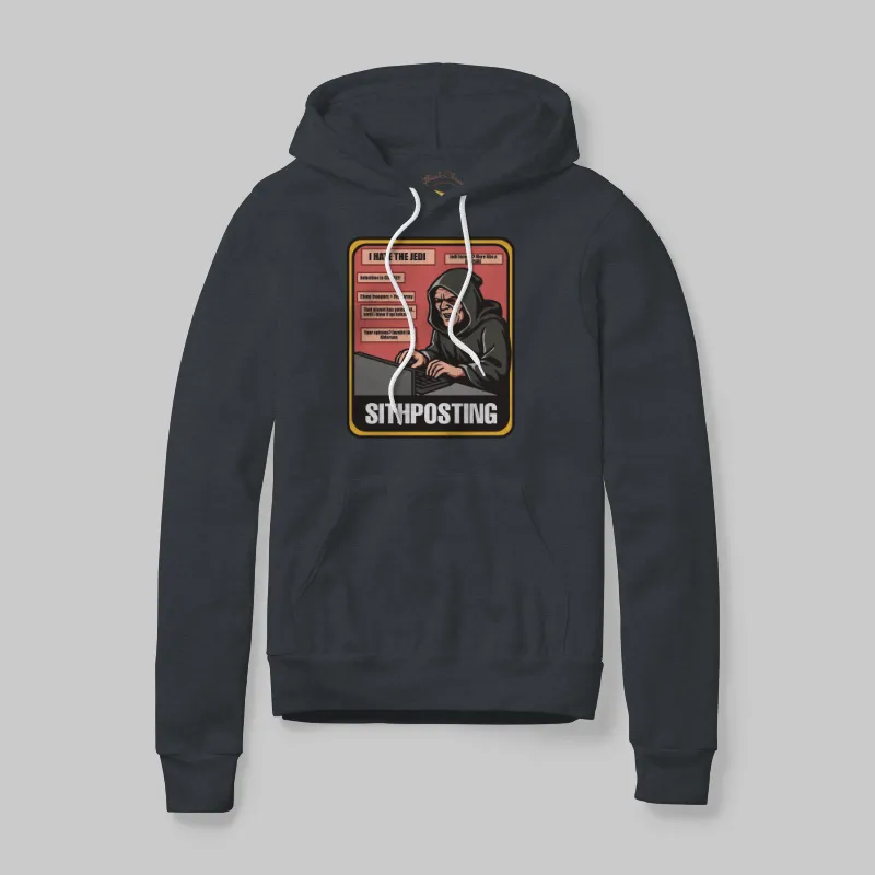 Charcoal Heather Hoodie with Sithposting graphic