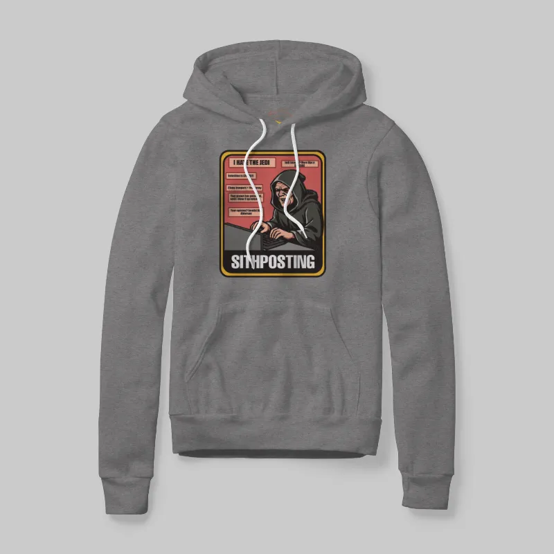 Heather Grey Hoodie with Sithposting graphic