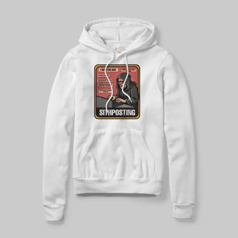White Hoodie with Sithposting graphic