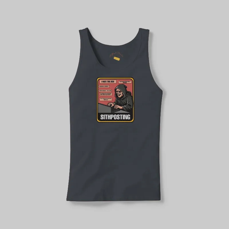Charcoal Black Sithposting tank on the front.