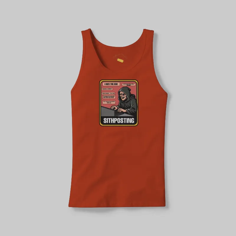 Red Sithposting tank on the front.