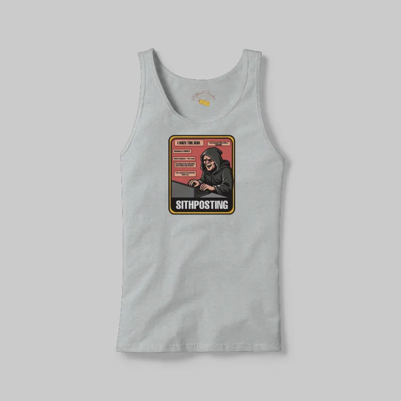 White Fleck Sithposting tank on the front.