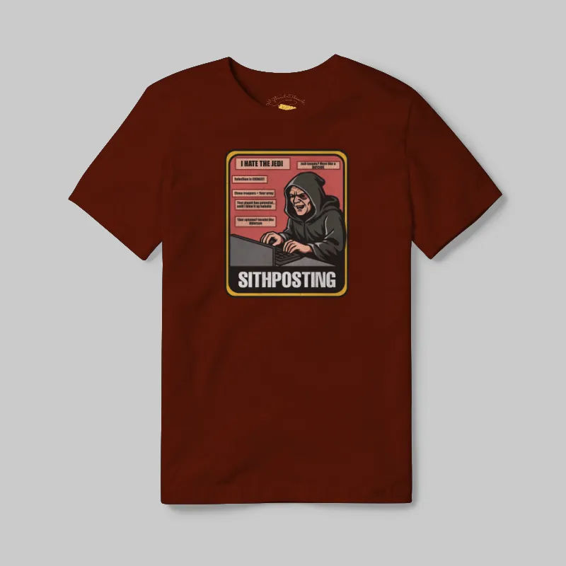 Maroon T-shirt with Sithposting graphic
