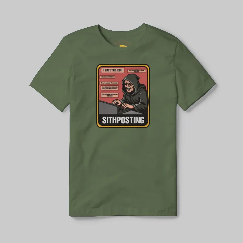 Olive T-shirt with Sithposting graphic