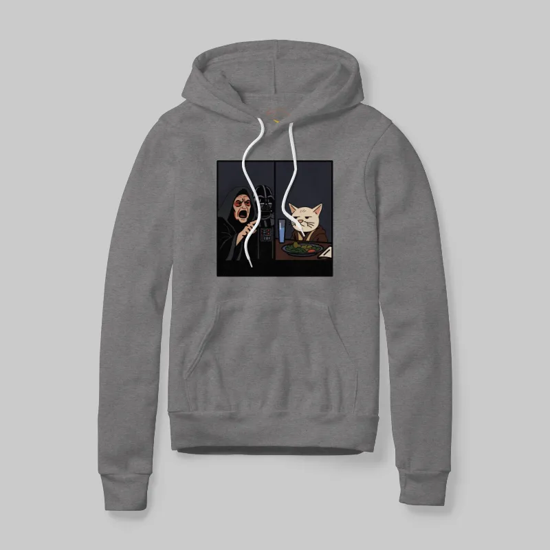 Heather Grey Hoodie with Smudge Meme graphic