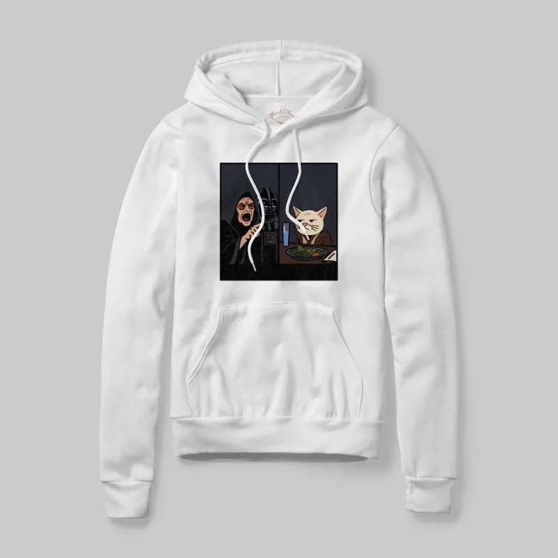 White Hoodie with Smudge Meme graphic