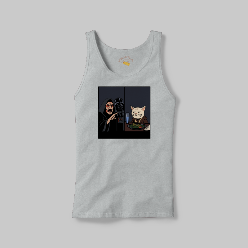 White Fleck Smudge Meme Tank on the front.