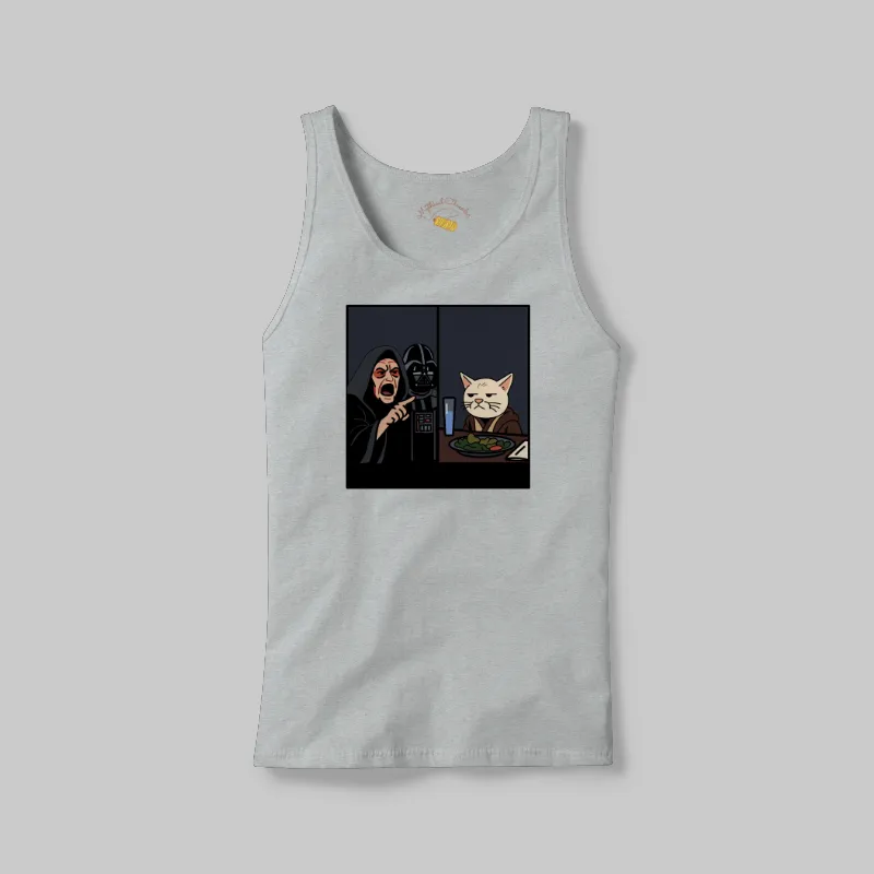 White Fleck Smudge Meme Tank on the front.