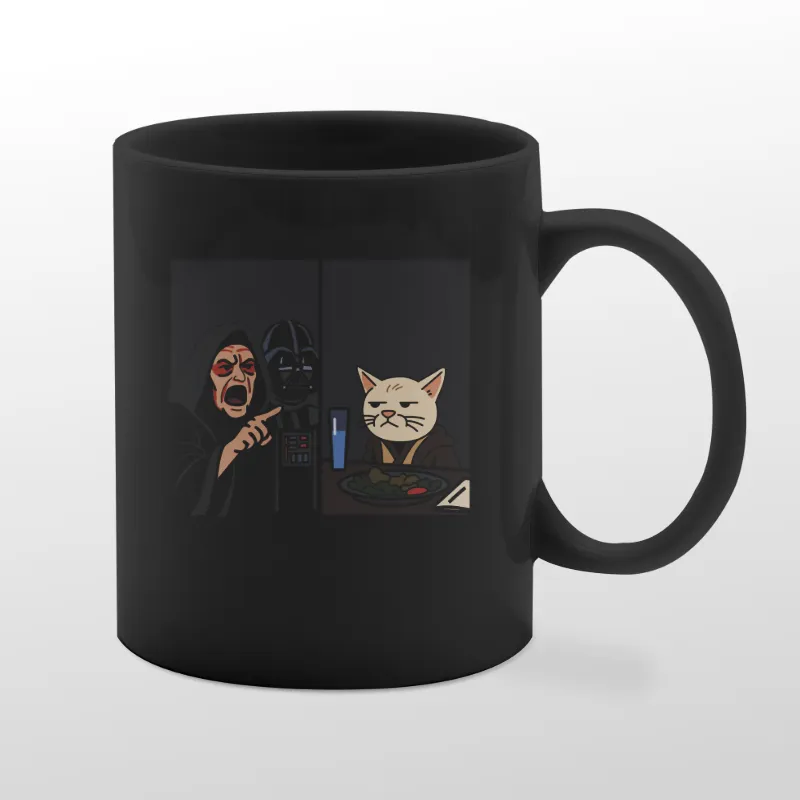 Black mug with Smudge Meme graphic