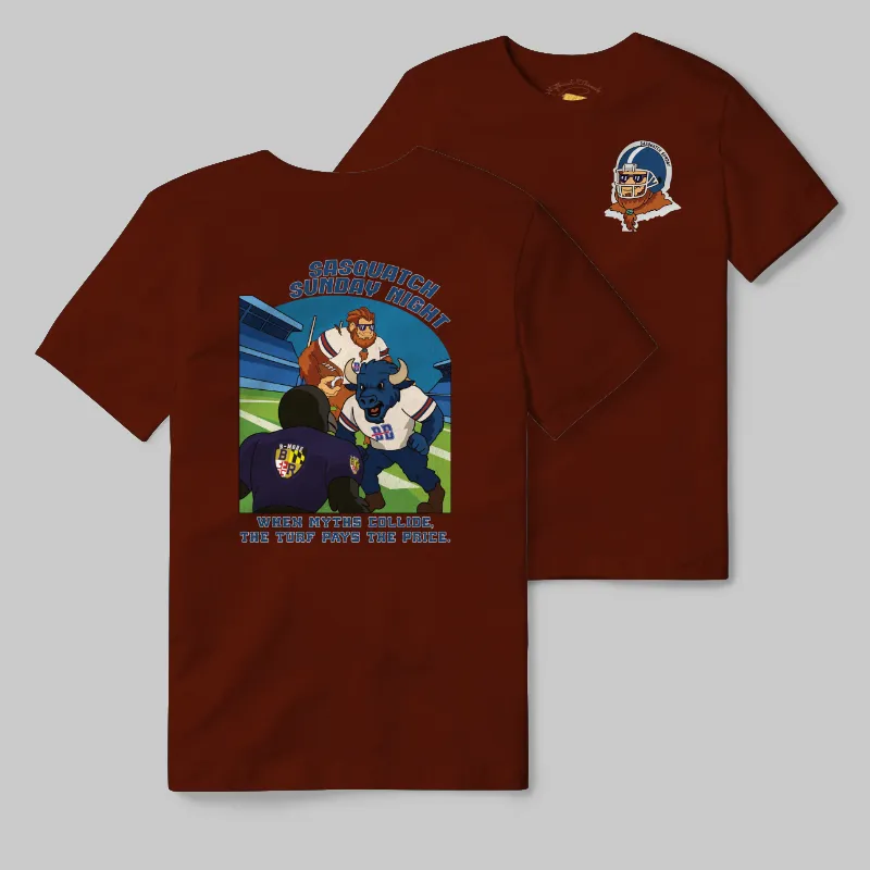 Maroon T-shirt with Buffalo Bills graphic