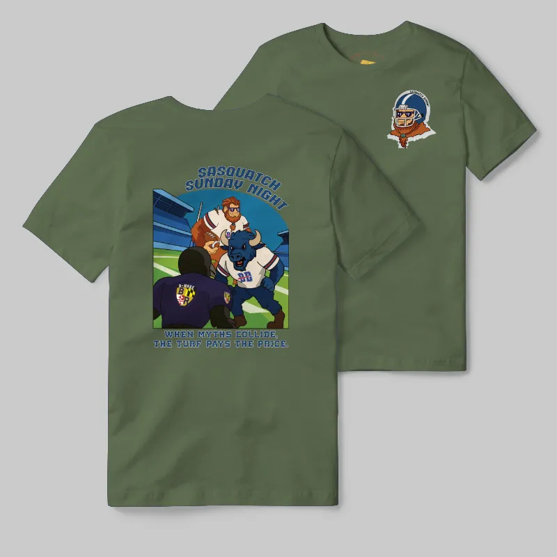 Olive T-shirt with Buffalo Bills graphic