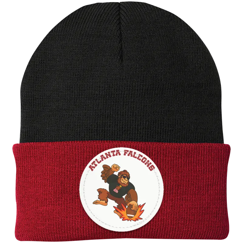 Atlanta Falcons black and red knit beanie Sasquatch Sunday graphic