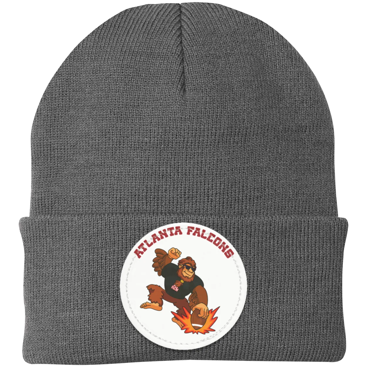 Atlanta Falcons silver knit beanie Sasquatch Sunday graphic
