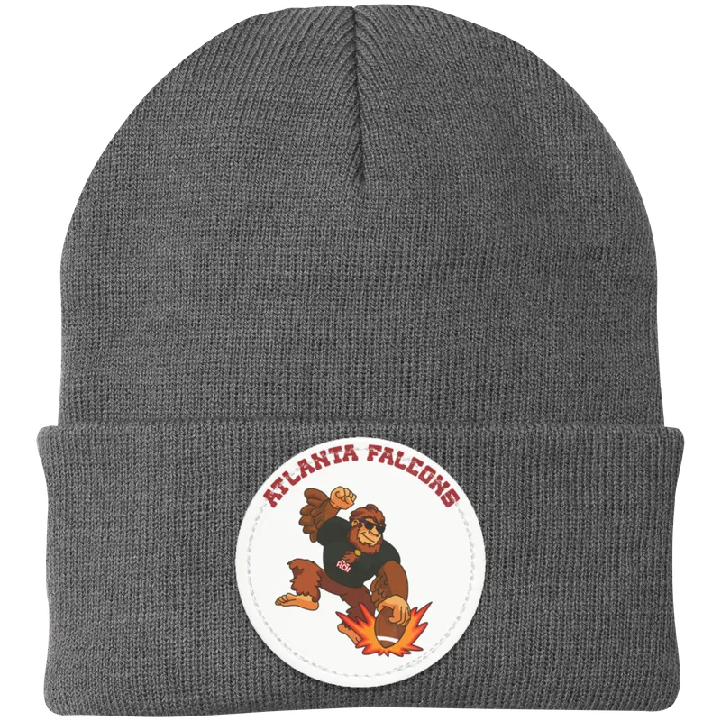 Atlanta Falcons silver knit beanie Sasquatch Sunday graphic