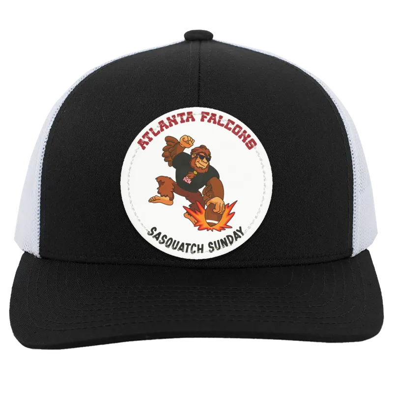 Atlanta Falcons black and white trucker snap-back Sasquatch Sunday graphic vegan patch
