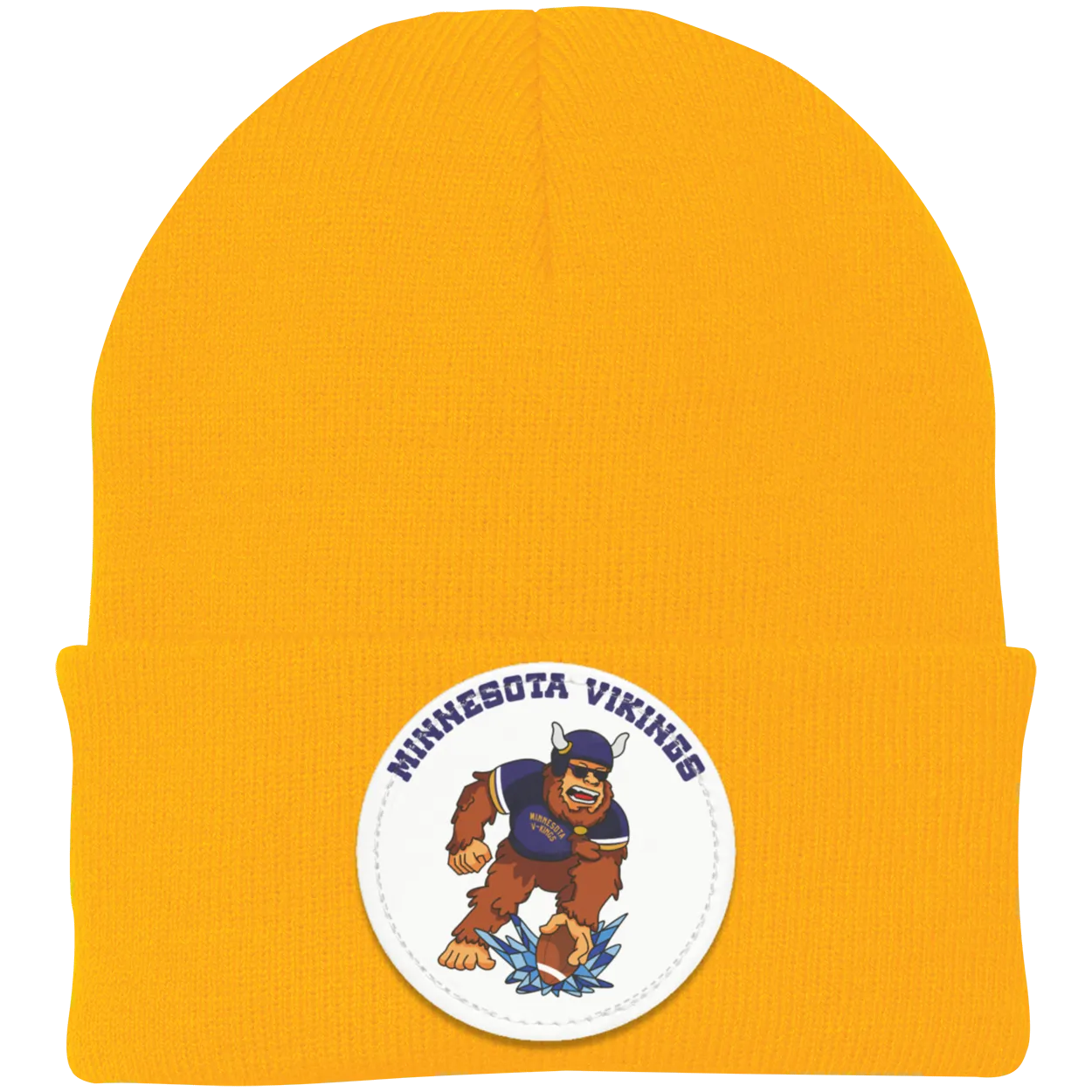 Minnesota Vikings gold knit beanie Sasquatch Sunday graphic