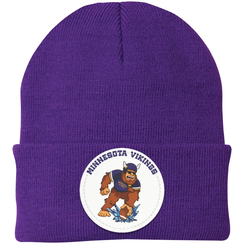 Minnesota Vikings purple knit beanie Sasquatch Sunday graphic