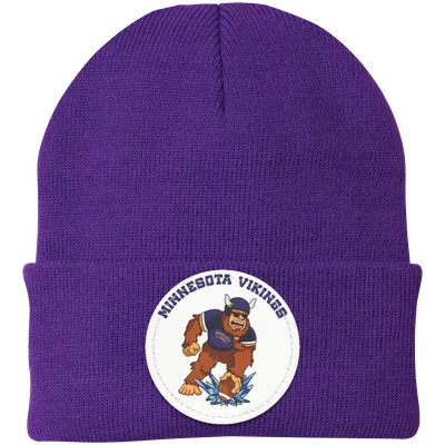 Minnesota Vikings purple knit beanie Sasquatch Sunday graphic