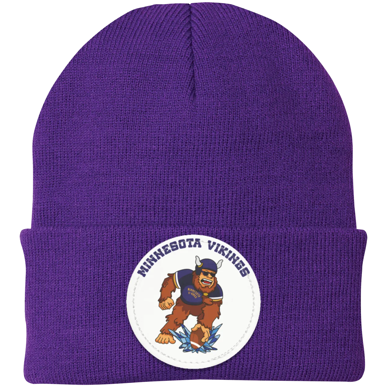 Minnesota Vikings purple knit beanie Sasquatch Sunday graphic