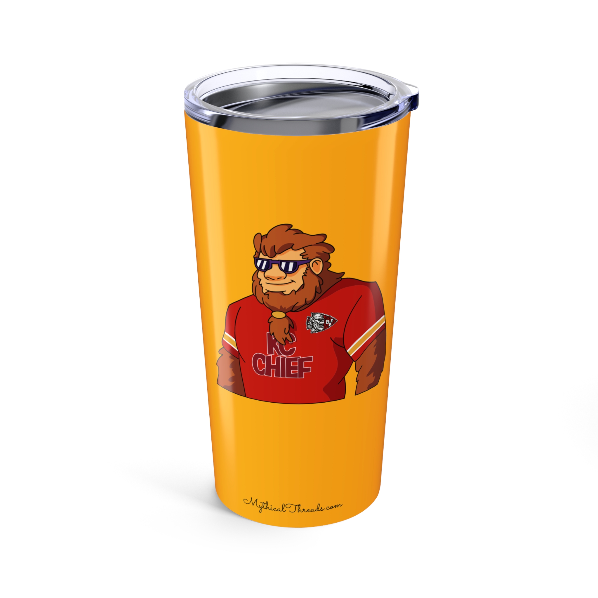 KC Chiefs gold 20oz tumbler front