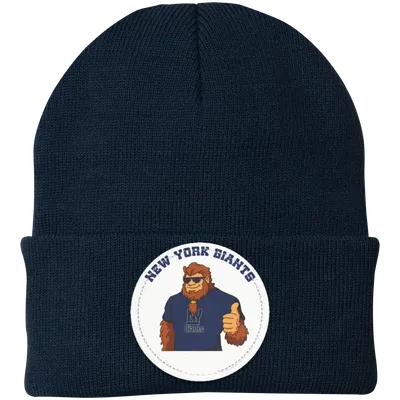 New York Giants blue knit beanie Sasquatch Sunday graphic
