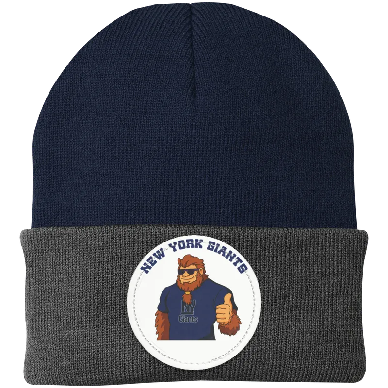 New York Giants grey knit beanie Sasquatch Sunday graphic