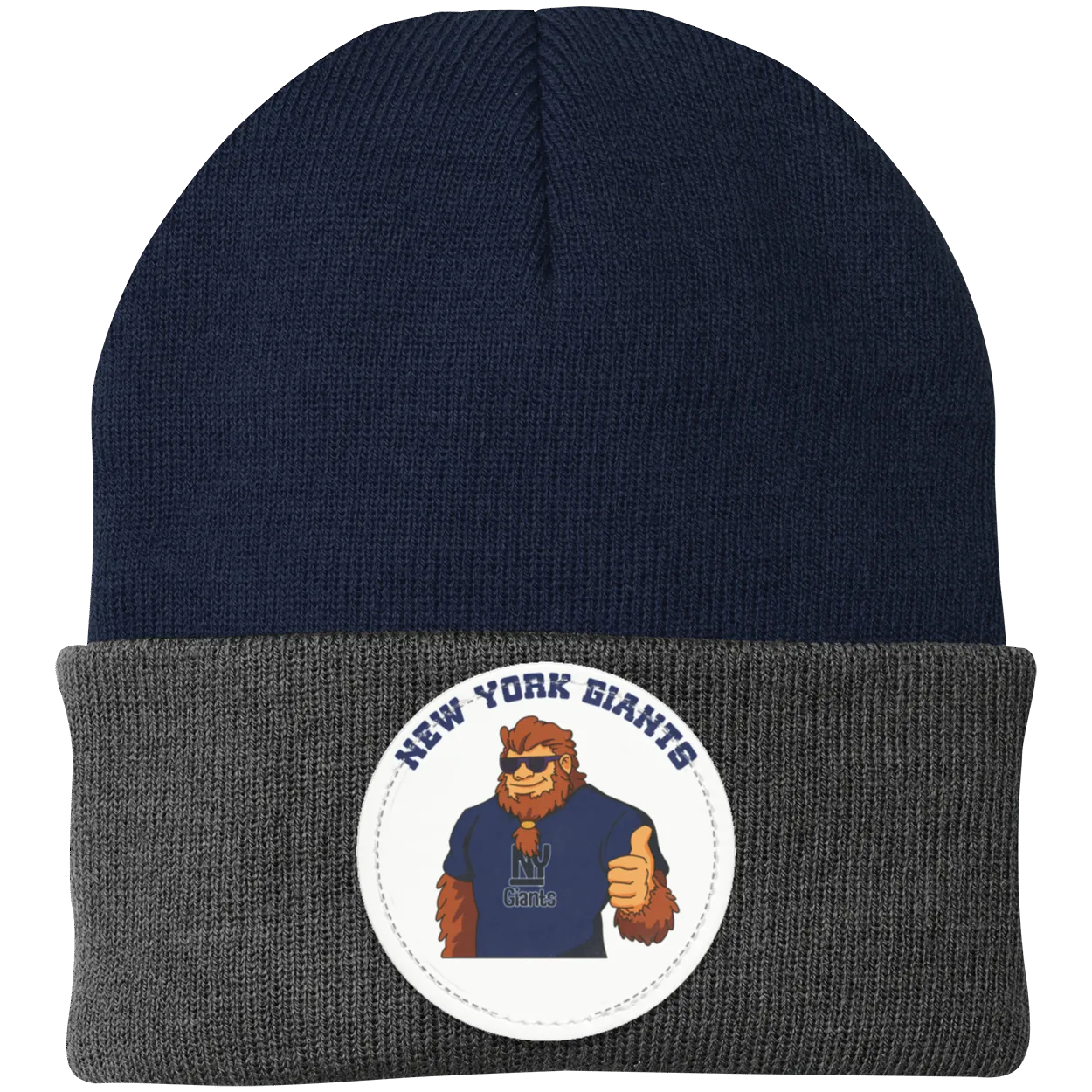 New York Giants grey knit beanie Sasquatch Sunday graphic