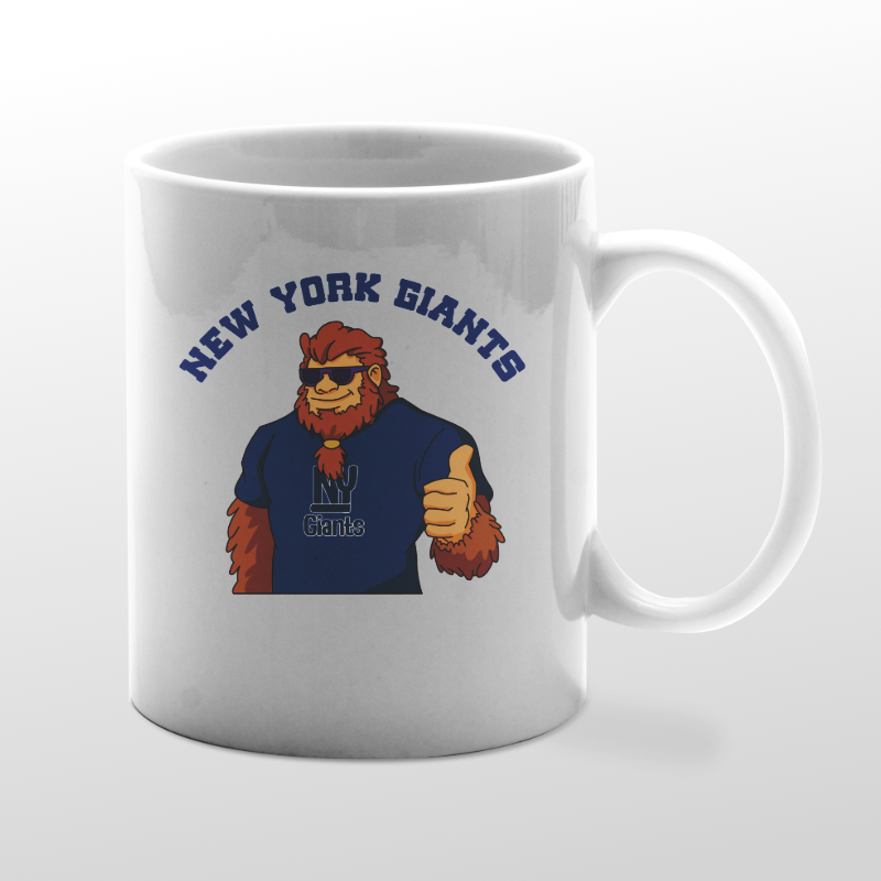 White mug with Giants Bigfoot graphic