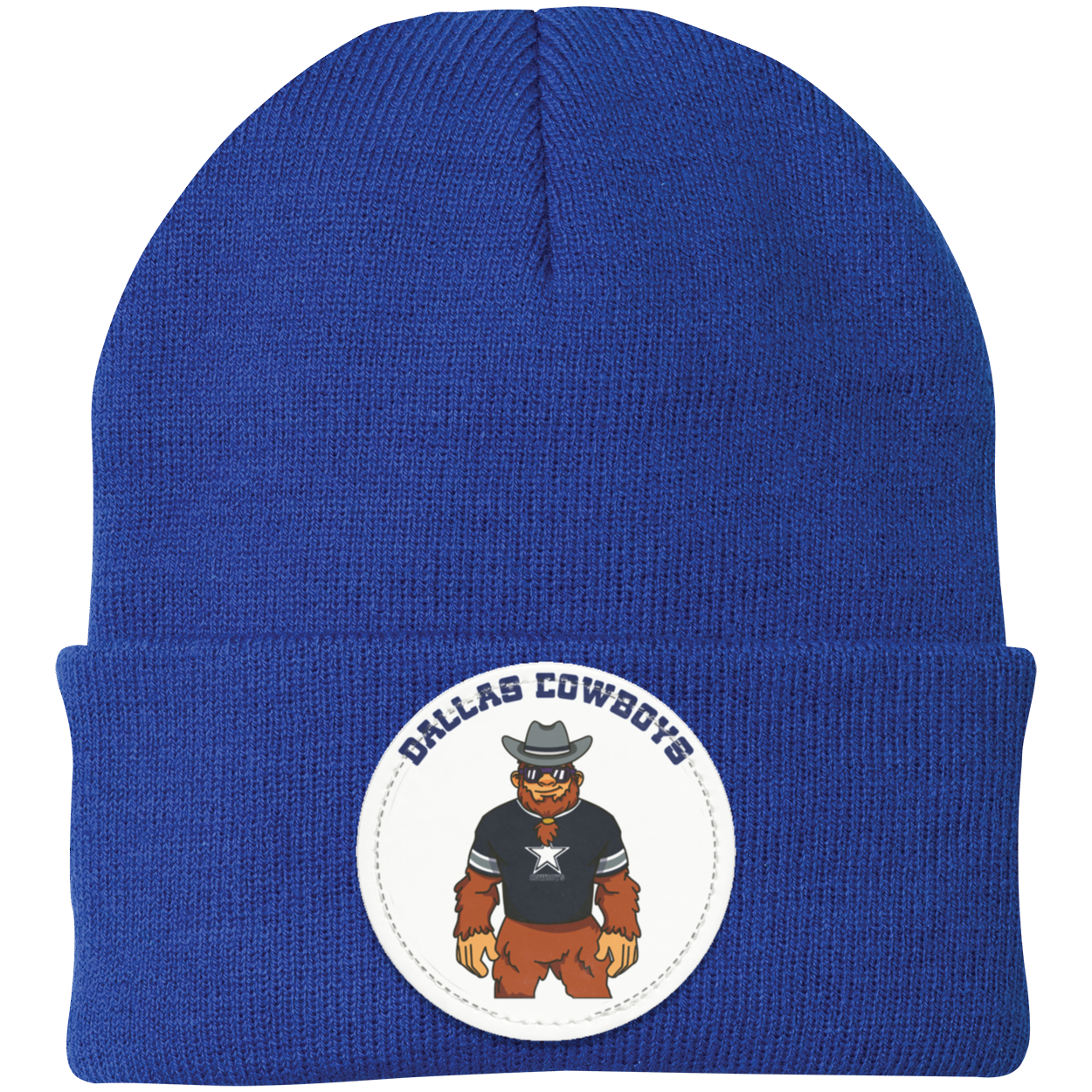Dallas Cowboys royal blue knit beanie Sasquatch Sunday graphic