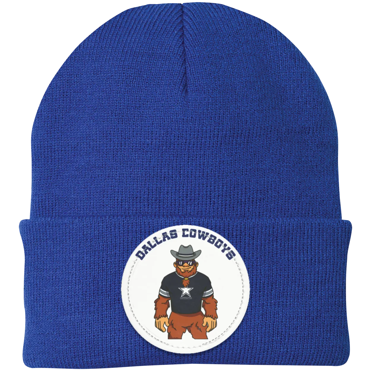 Dallas Cowboys royal blue knit beanie Sasquatch Sunday graphic