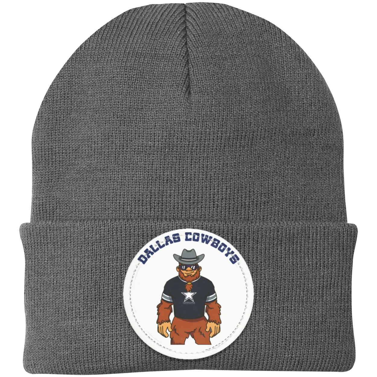 Dallas Cowboys silver knit beanie Sasquatch Sunday graphic