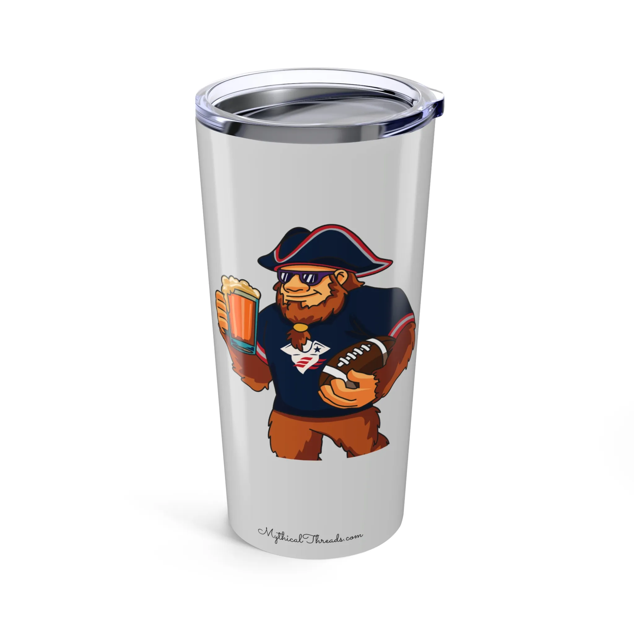 Patriots silver 20oz tumbler front
