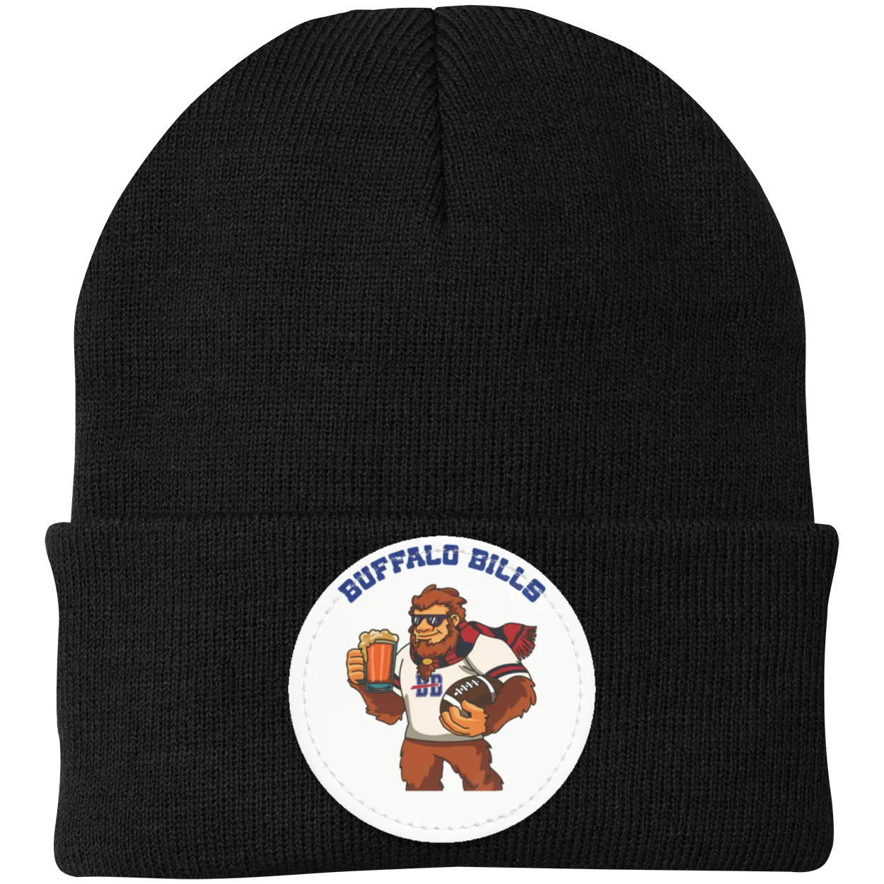 Buffalo Bills black knit beanie Sasquatch Sunday graphic