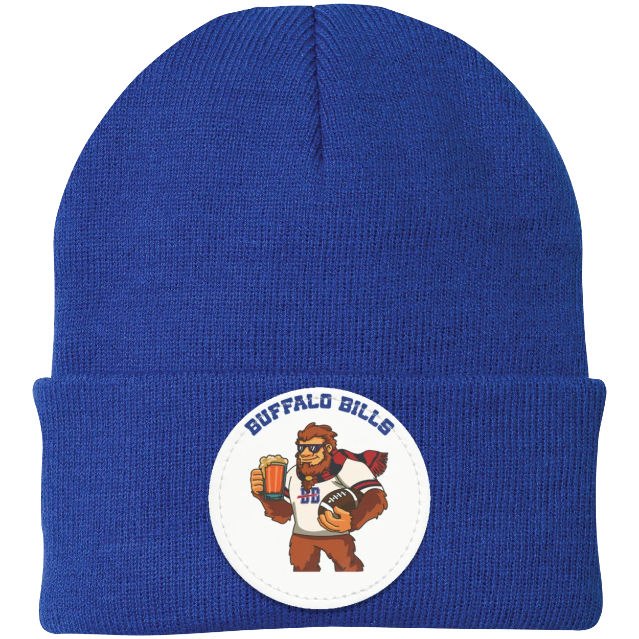 Buffalo Bills blue knit beanie Sasquatch Sunday graphic