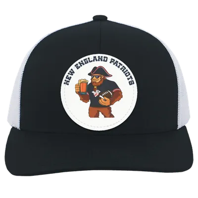 New England Patriots blue and white trucker snap-back Sasquatch Sunday graphic vegan patch