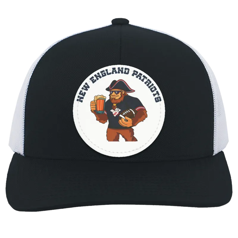 New England Patriots blue and white trucker snap-back Sasquatch Sunday graphic vegan patch