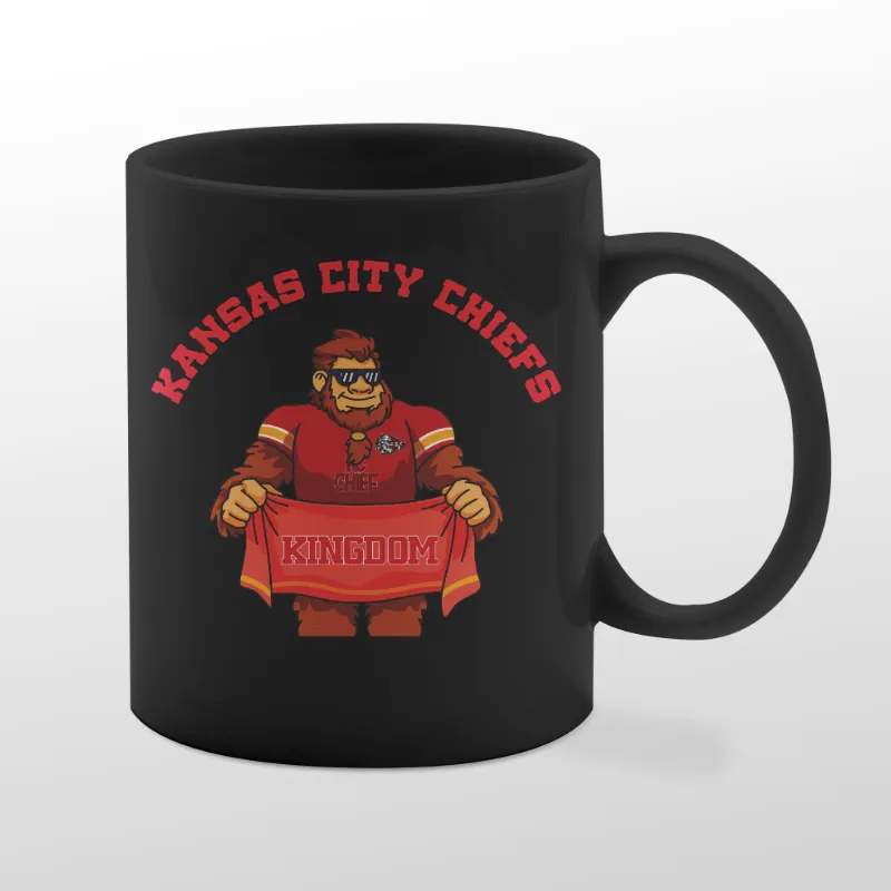 Black mug with Chiefs Bigfoot graphic
