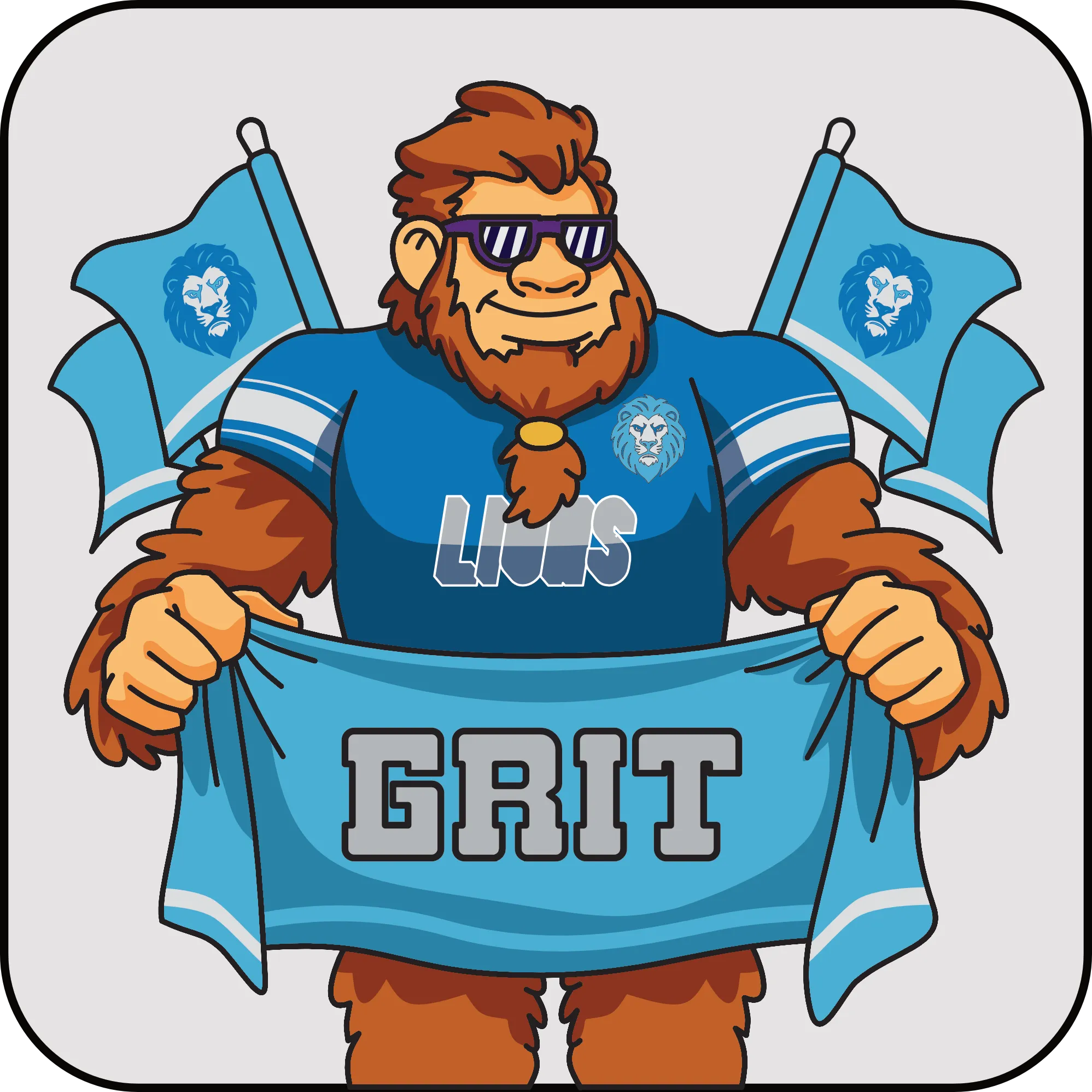 Lions back graphic detail.