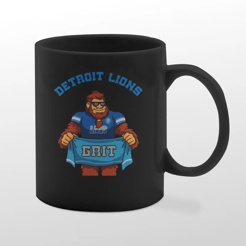 Black mug with Lions Bigfoot graphic
