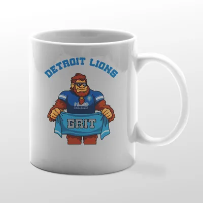 White mug with Lions Bigfoot graphic