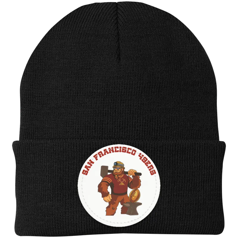 San Francisco 49ers black knit beanie Sasquatch Sunday graphic
