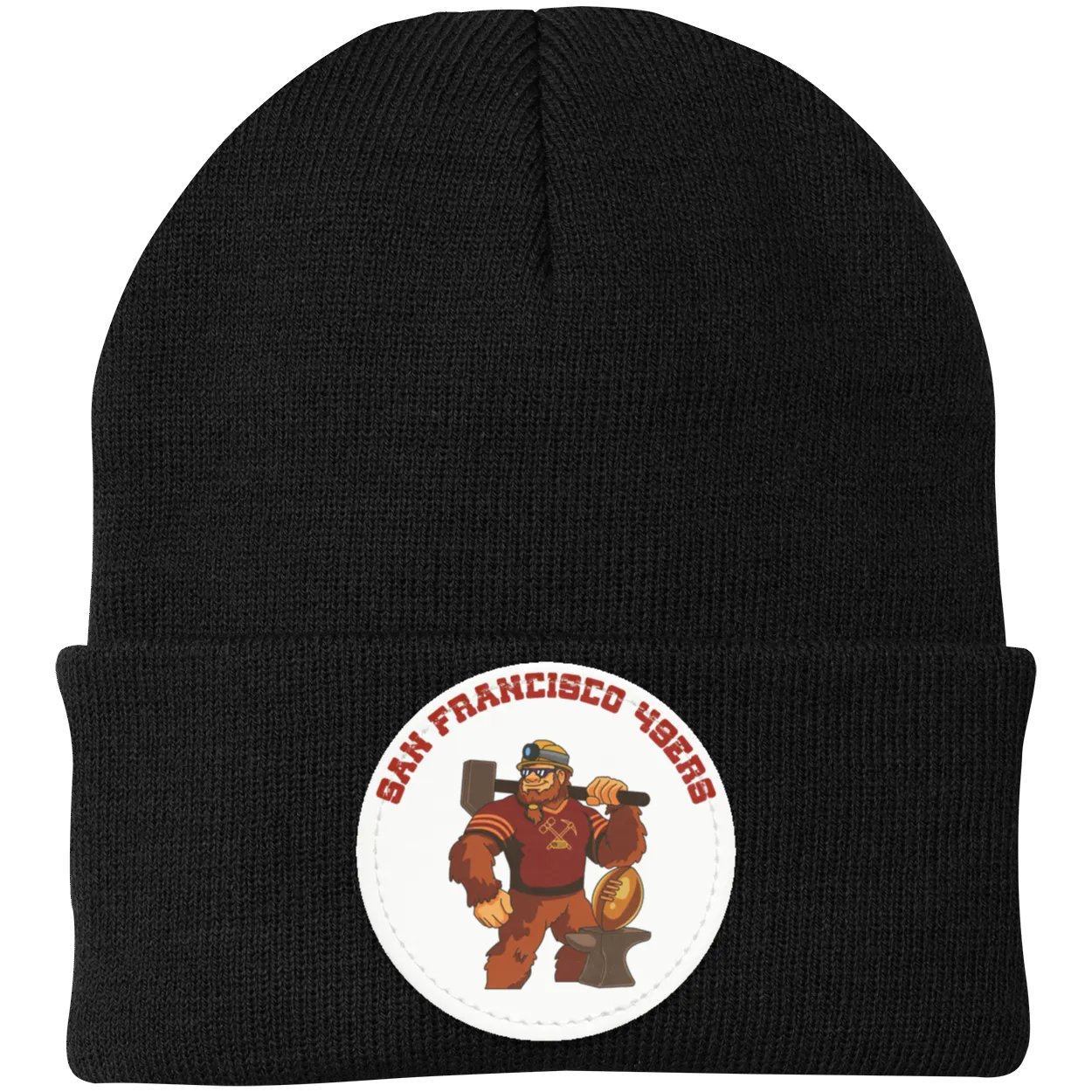 San Francisco 49ers black knit beanie Sasquatch Sunday graphic