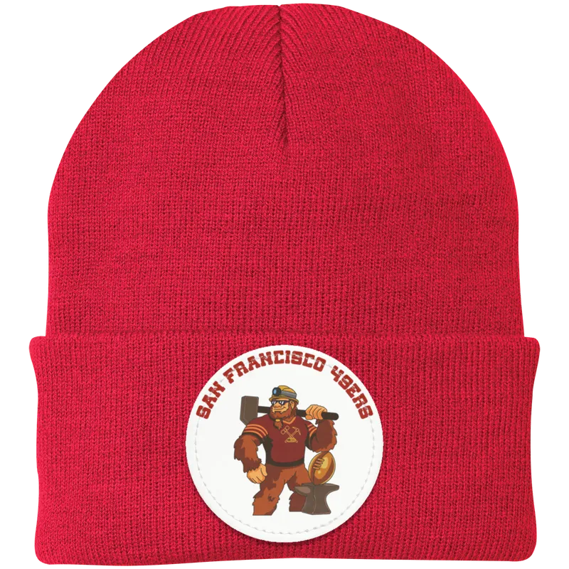 San Francisco 49ers red knit beanie Sasquatch Sunday graphic
