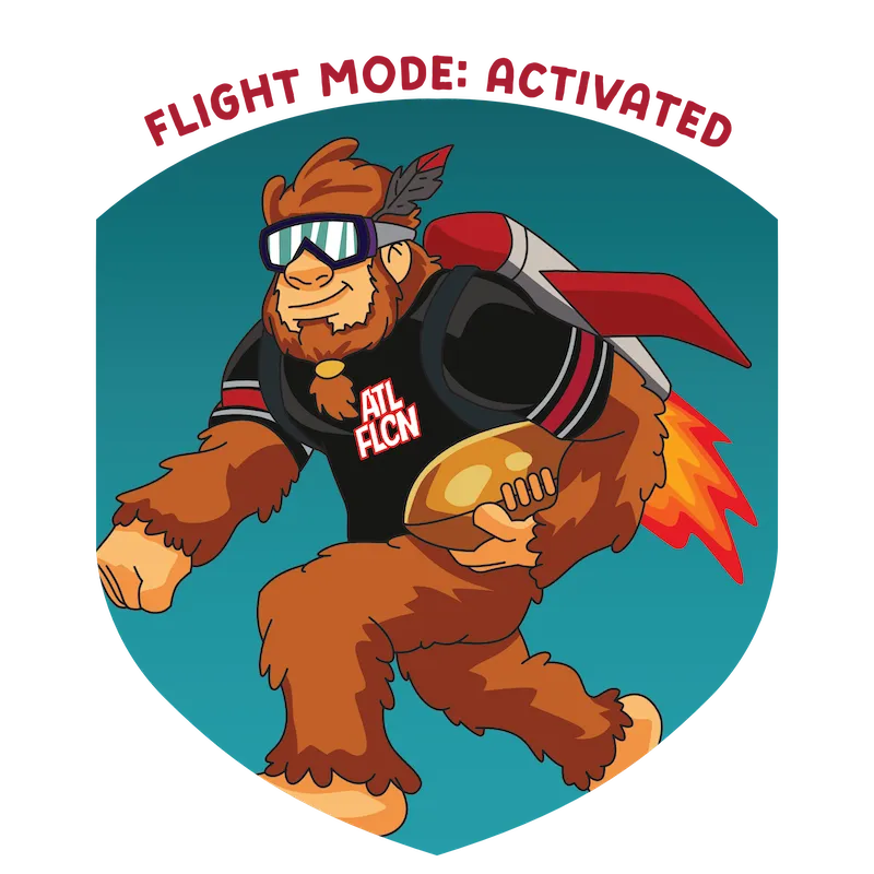 Falcons graphic back graphic detail.