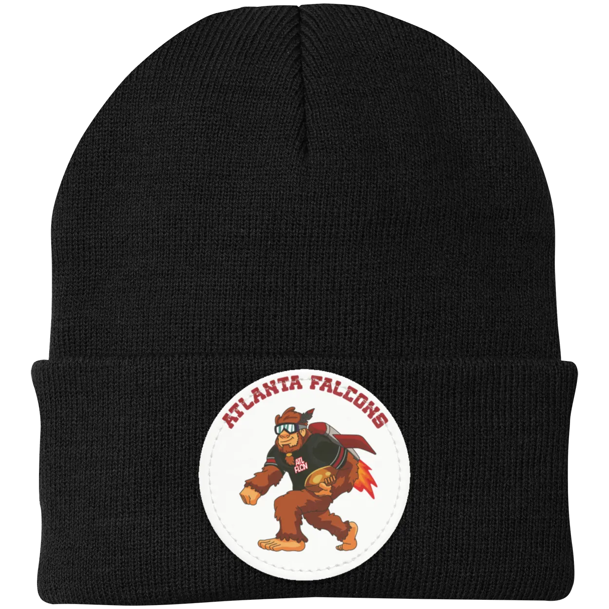 Atlanta Falcons black knit beanie Sasquatch Sunday graphic
