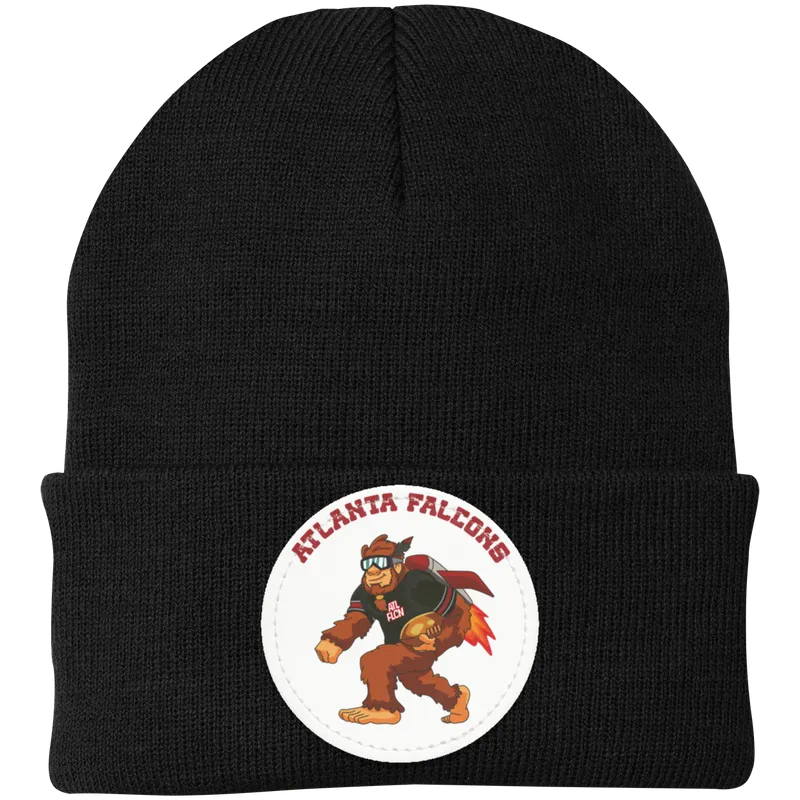 Atlanta Falcons black knit beanie Sasquatch Sunday graphic