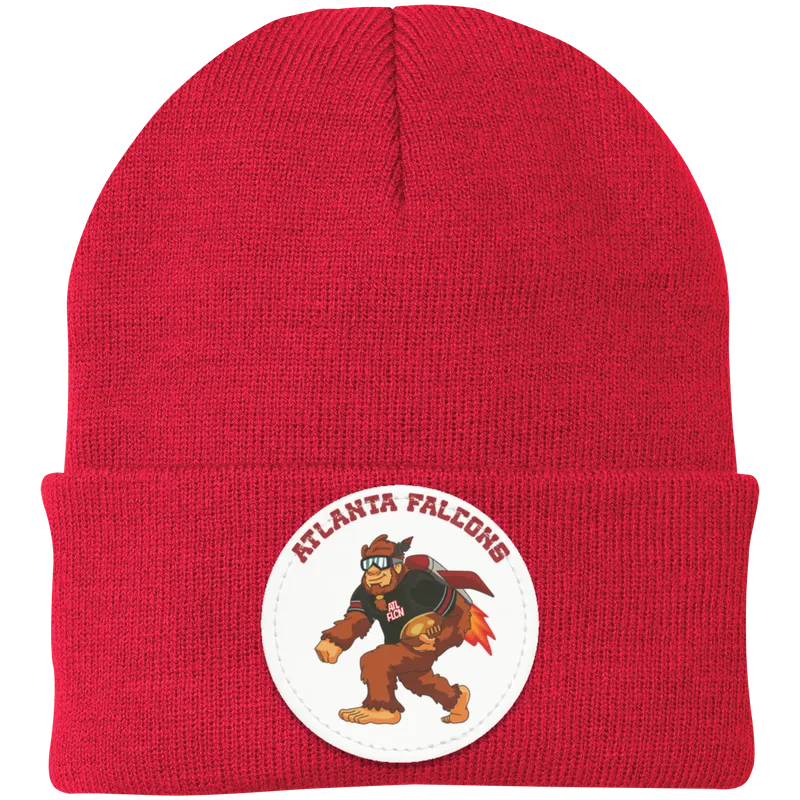 Atlanta Falcons red knit beanie Sasquatch Sunday graphic