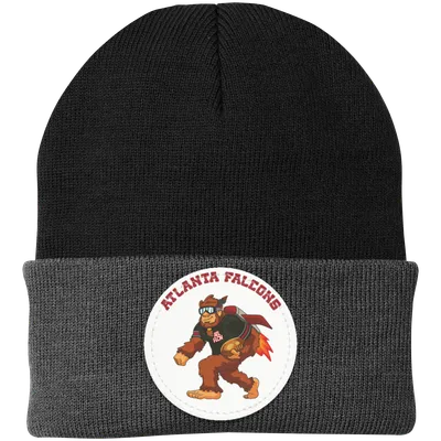 Atlanta Falcons silver black knit beanie Sasquatch Sunday graphic