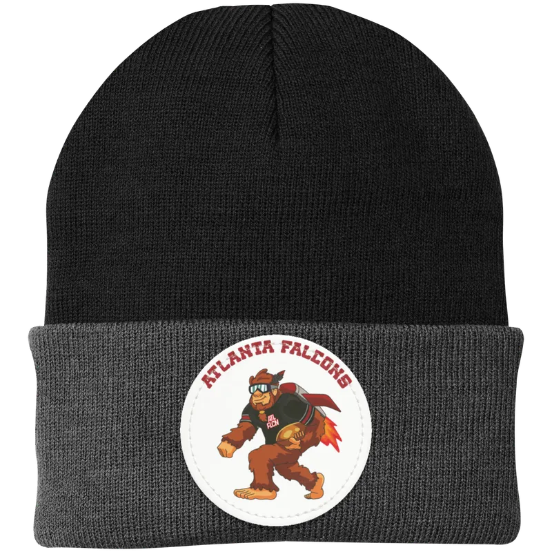 Atlanta Falcons silver black knit beanie Sasquatch Sunday graphic